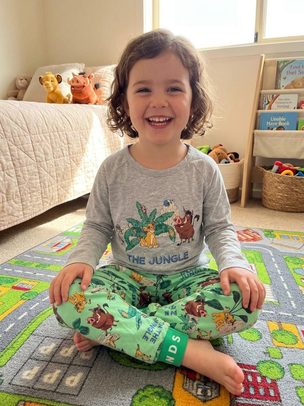 Bonds Gray Top & Green Jungle Print Pajama Set